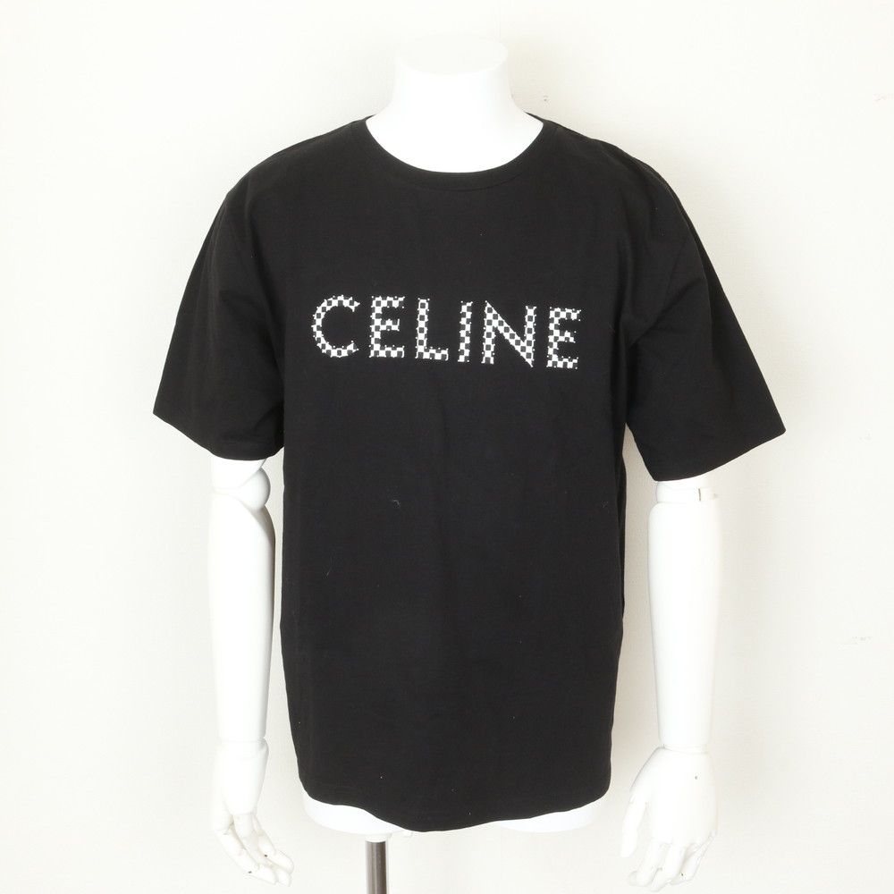 Celine Logo Short Sleeve T-Shirt Black Top L