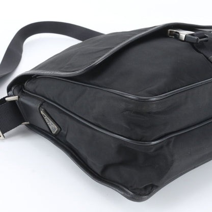Prada White Tessuto Nylon Triangle Logo Leather Shoulder Bag Crossbody — view 6