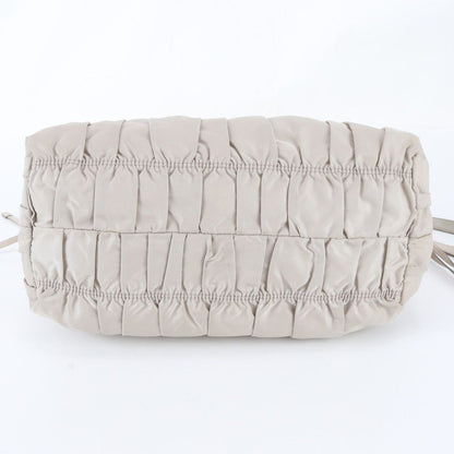 Prada White Tag Tessuto Nylon Gathered Leather 2-Way Shoulder Bag Crossbody — view 5