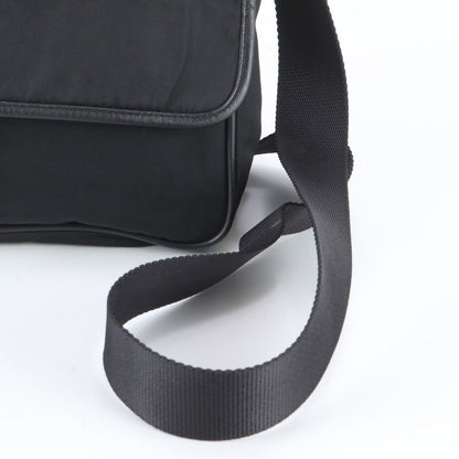 Prada Tessuto Nylon Triangle Logo Leather Shoulder Bag Crossbody Messenger Black — view 2