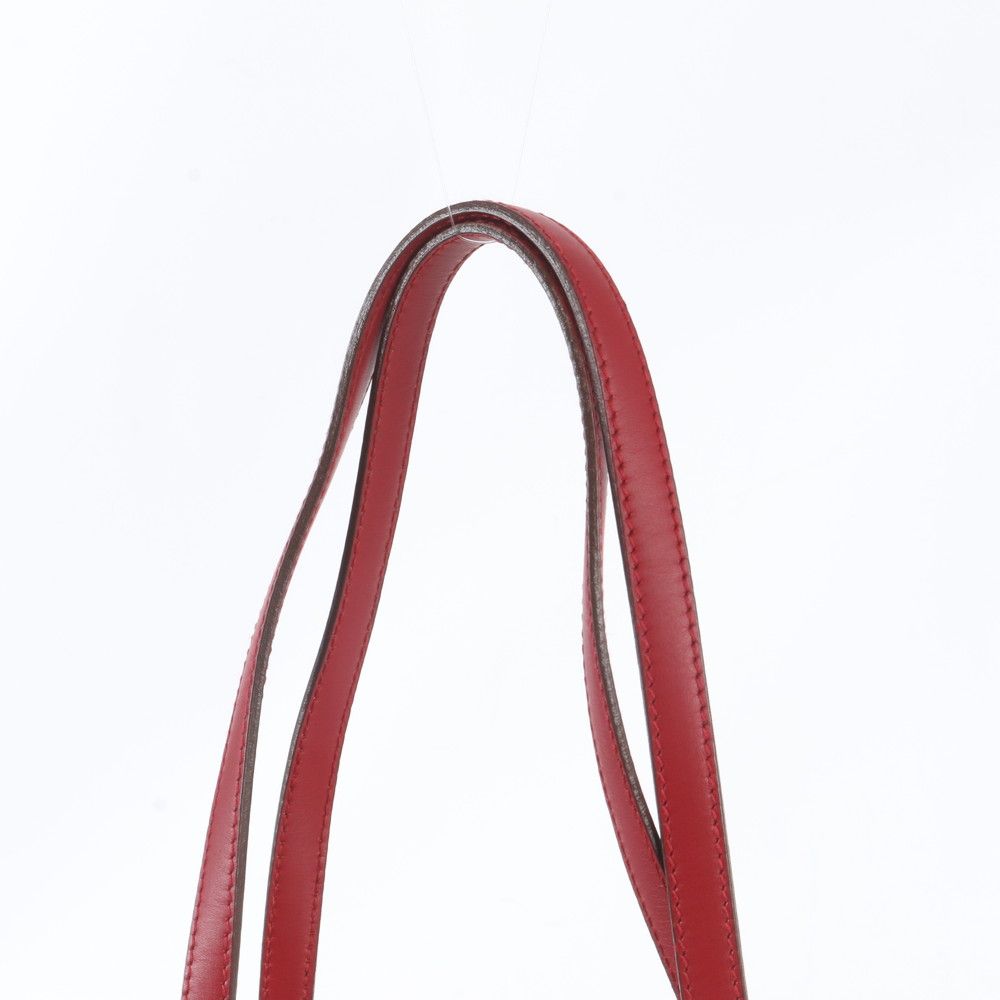 Prada Tessuto Nylon Triangle Logo Leather Red Tote Bag Shoulder — view 2