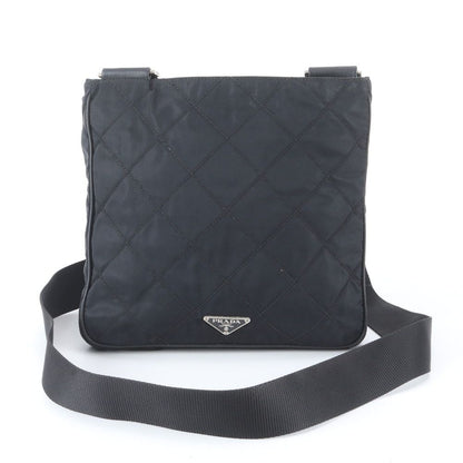 Prada Tessuto Nylon Quilted Triangle Logo Leather Shoulder Bag