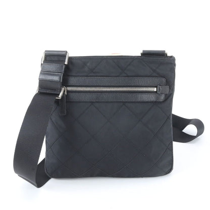 Prada Tessuto Nylon Quilted Triangle Logo Leather Shoulder Bag — view 3