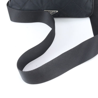 Prada Tessuto Nylon Quilted Triangle Logo Leather Shoulder Bag — view 2