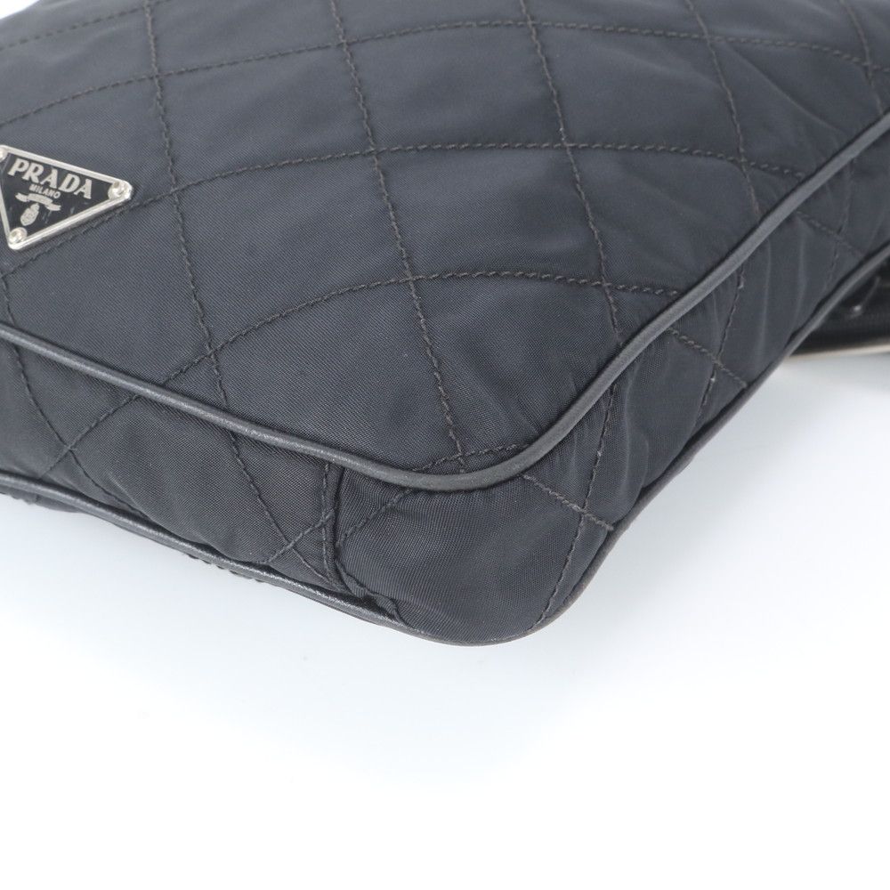 Prada Tessuto Nylon Quilted Triangle Logo Leather Shoulder Bag — view 5