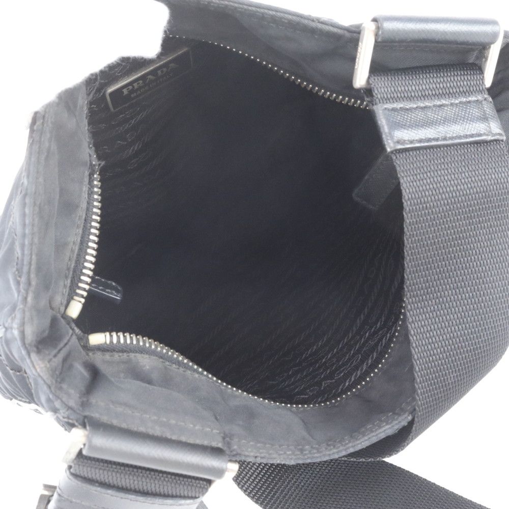 Prada Tessuto Nylon Quilted Triangle Logo Leather Shoulder Bag — view 8