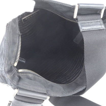 Prada Tessuto Nylon Quilted Triangle Logo Leather Shoulder Bag — view 8
