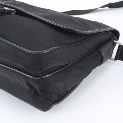 Prada White Tessuto Nylon Triangle Logo Leather Shoulder Bag Crossbody Business — view 4