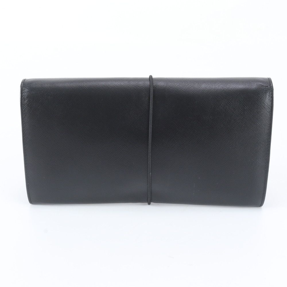 Prada Saffiano Leather Clutch Hand Second Pouch Black — view 2