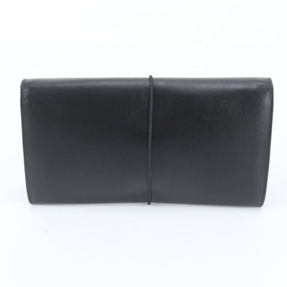 Prada Saffiano Leather Clutch Hand Second Pouch Black — view 2