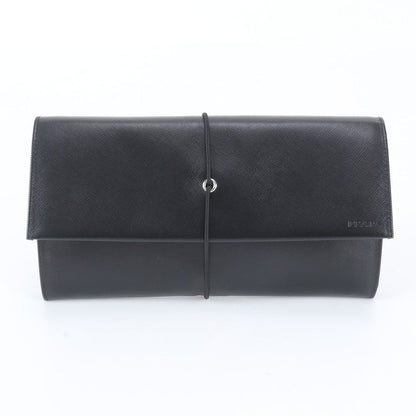 Prada Saffiano Leather Clutch Hand Second Pouch Black