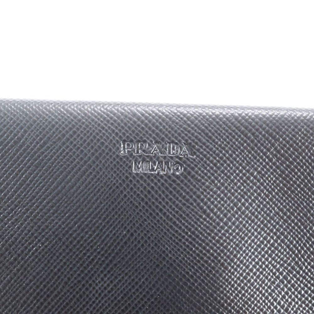 Prada Saffiano Leather Clutch Hand Second Pouch Black — view 7
