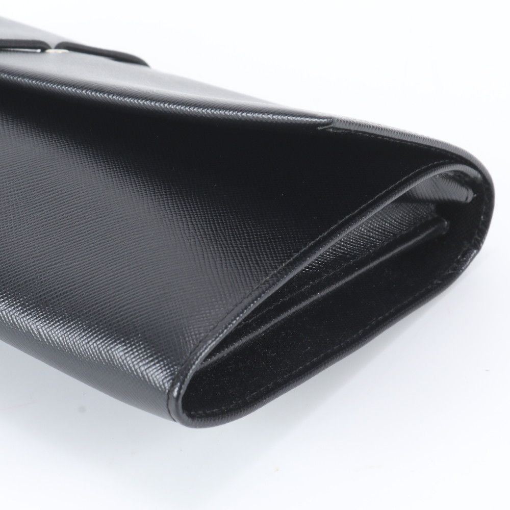 Prada Saffiano Leather Clutch Hand Second Pouch Black — view 3