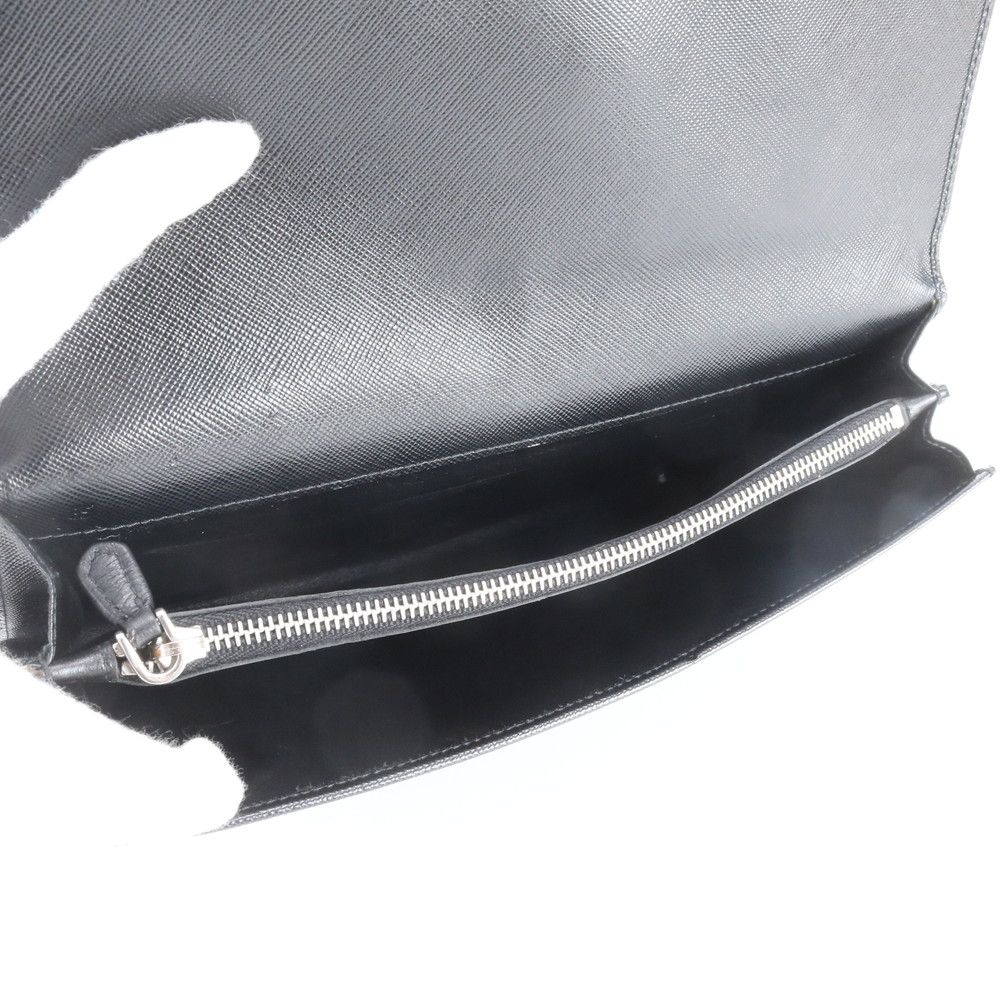 Prada Saffiano Leather Clutch Hand Second Pouch Black — view 6