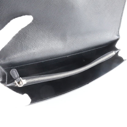 Prada Saffiano Leather Clutch Hand Second Pouch Black — view 6