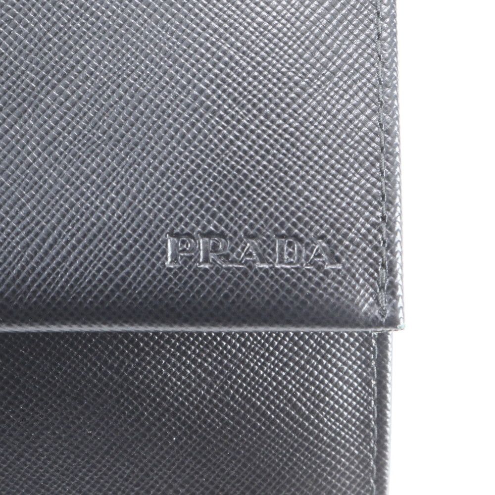 Prada Saffiano Leather Clutch Hand Second Pouch Black — view 8