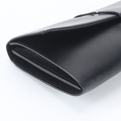 Prada Saffiano Leather Clutch Hand Second Pouch Black — view 5
