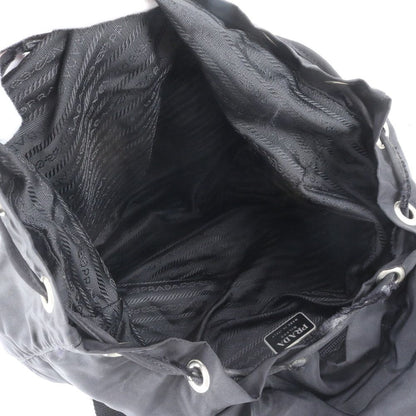 Prada Tessuto Nylon Triangle Logo Leather Backpack Black — view 7
