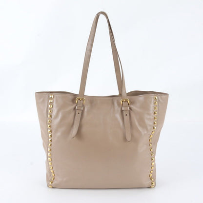 Miu Miu Studs Leather Tote Bag Shoulder Hand — view 3