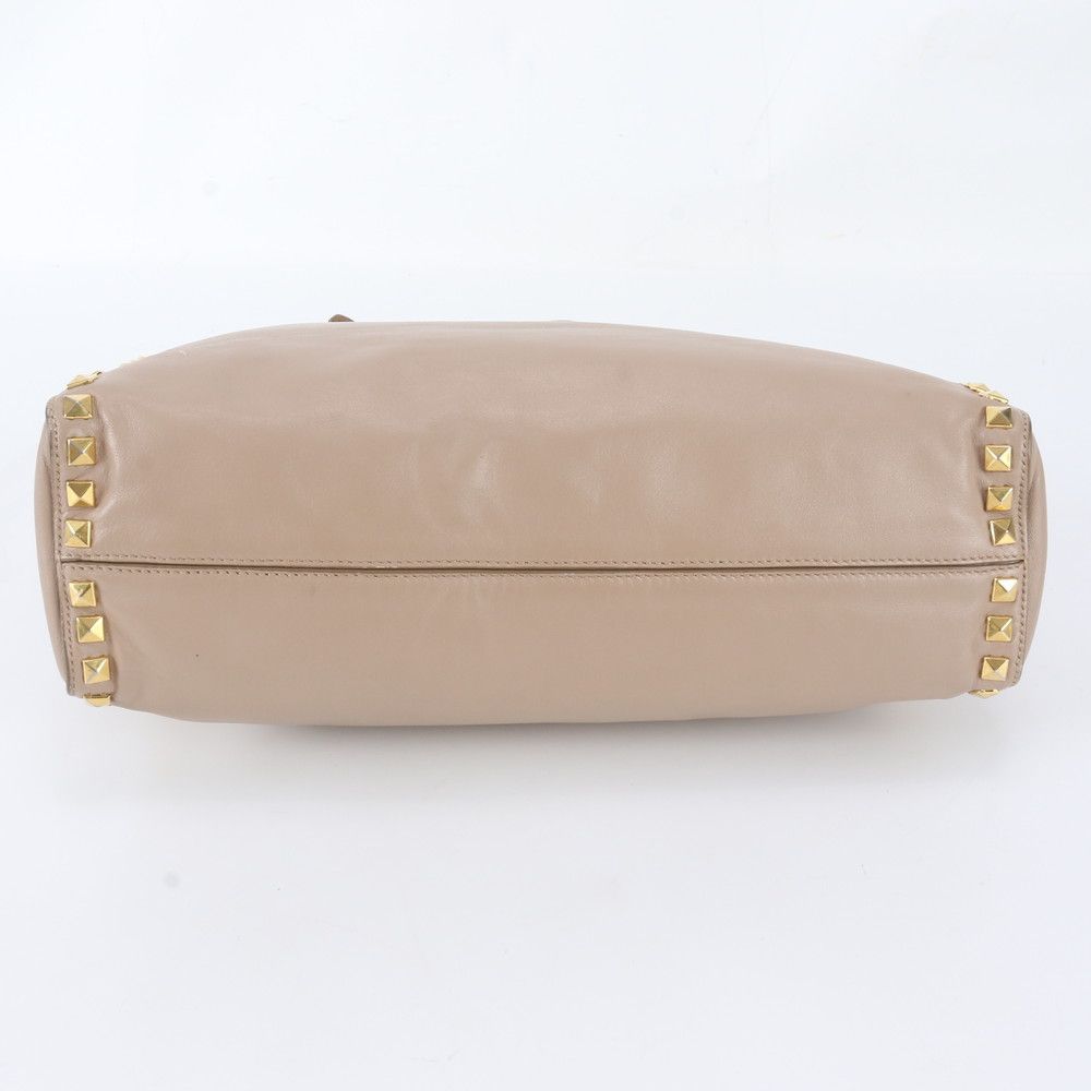 Miu Miu Studs Leather Tote Bag Shoulder Hand — view 5