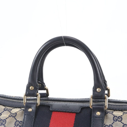 Gucci GG Canvas Leather Handbag Mini Boston Tote Navy — view 2