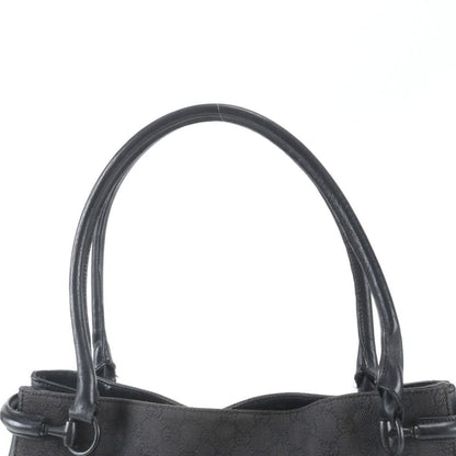 Gucci GG Canvas Horsebit Leather Tote Bag Shoulder Hand Black — view 2