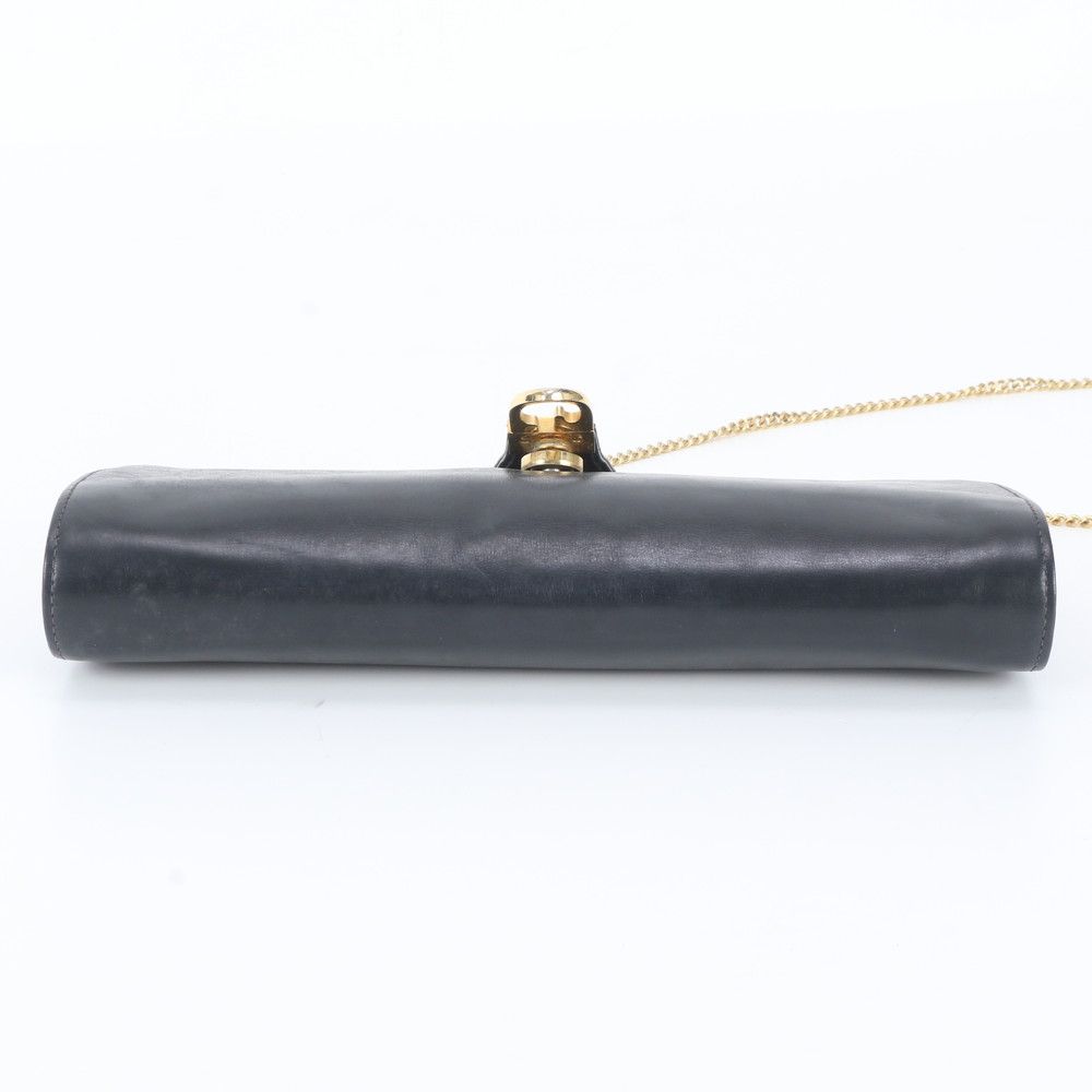Gucci Vintage Leather Chain Shoulder Bag Crossbody Navy — view 6