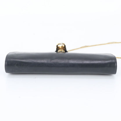 Gucci Vintage Leather Chain Shoulder Bag Crossbody Navy — view 6