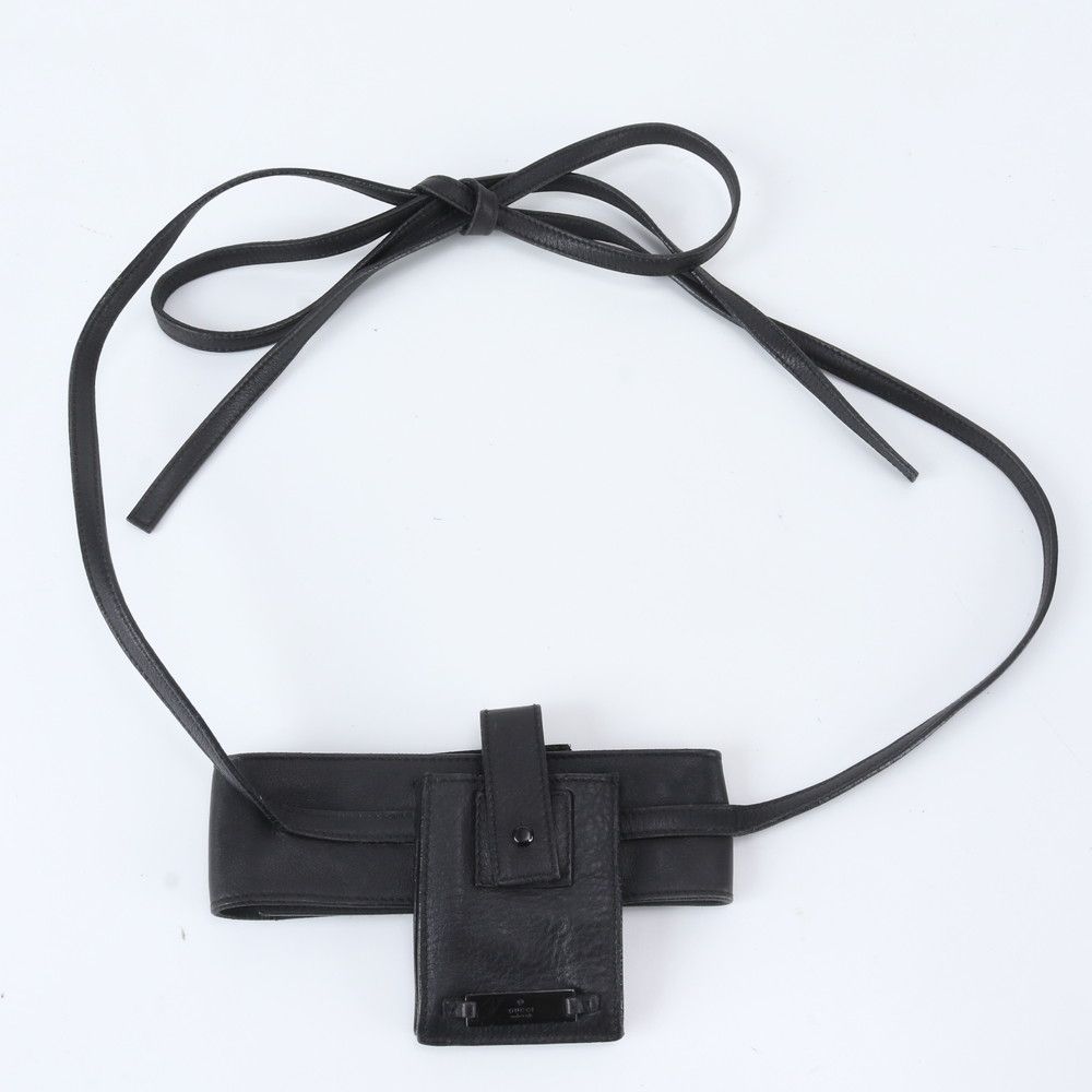 Gucci Leather 2-Way Shoulder Bag Waist Pouch Black