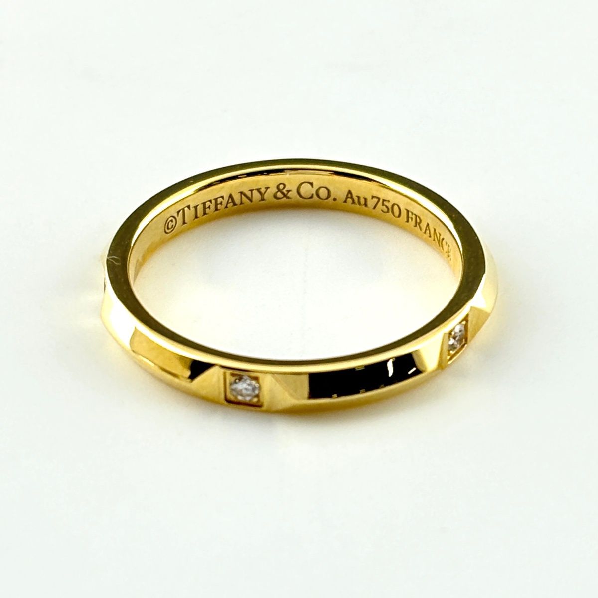 Tiffany & Co True Band Yellow Gold Ring Pave Diamond — view 2