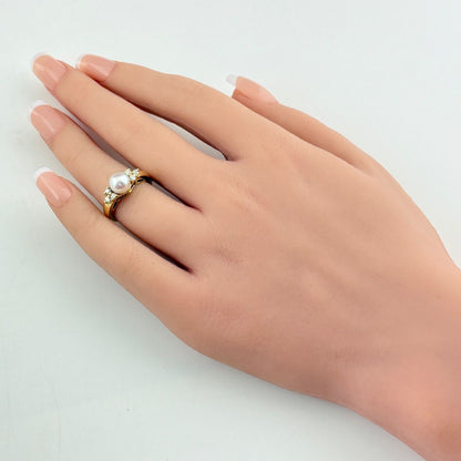 Tiffany & Co Pearl Yellow Gold Ring Pave Diamond — view 6