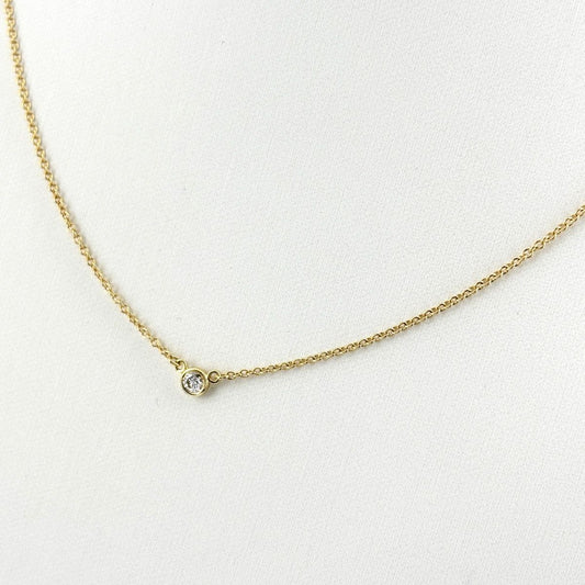 Tiffany & Co by the Yard Yellow Gold Pendant Pave Diamond Elsa Peretti Necklace