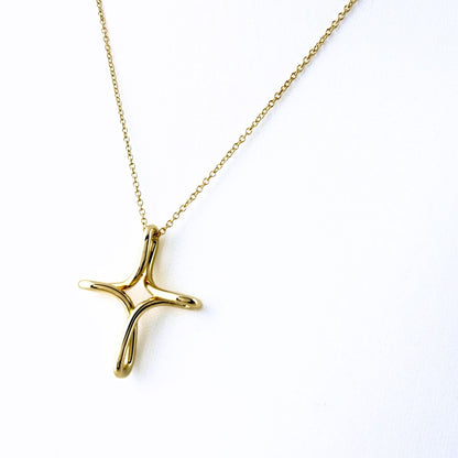 Tiffany & Co Cross Motif Yellow Gold Pendant Elsa Peretti Necklace