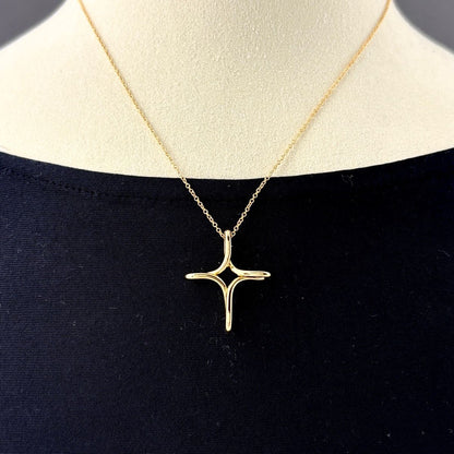 Tiffany & Co Cross Motif Yellow Gold Pendant Elsa Peretti Necklace — view 3