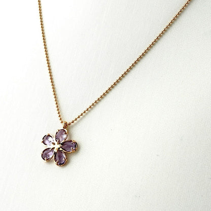 Tiffany & Co Garden Flower Pink Gold Pendant Pave Diamond Necklace 750 Amethyst — view 2