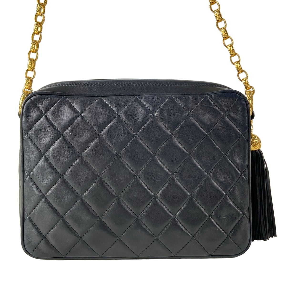 Chanel Shoulder Bag Quilted Black Chain Gold Tassel Bijou Lambskin — view 3