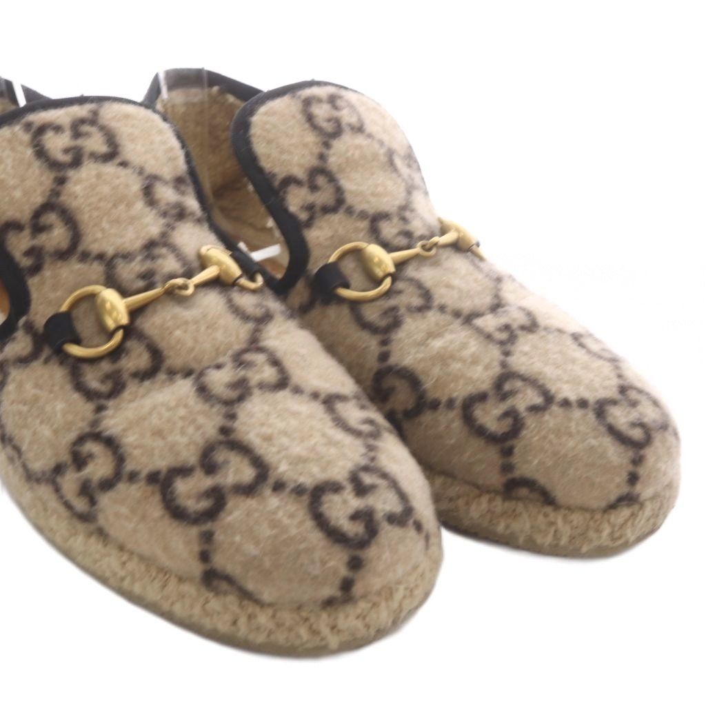 Gucci Loafers Slip-on GG Wool Horsebit Beige — view 7