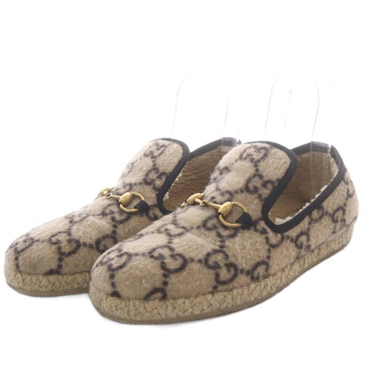Gucci Loafers Slip-on GG Wool Horsebit Beige