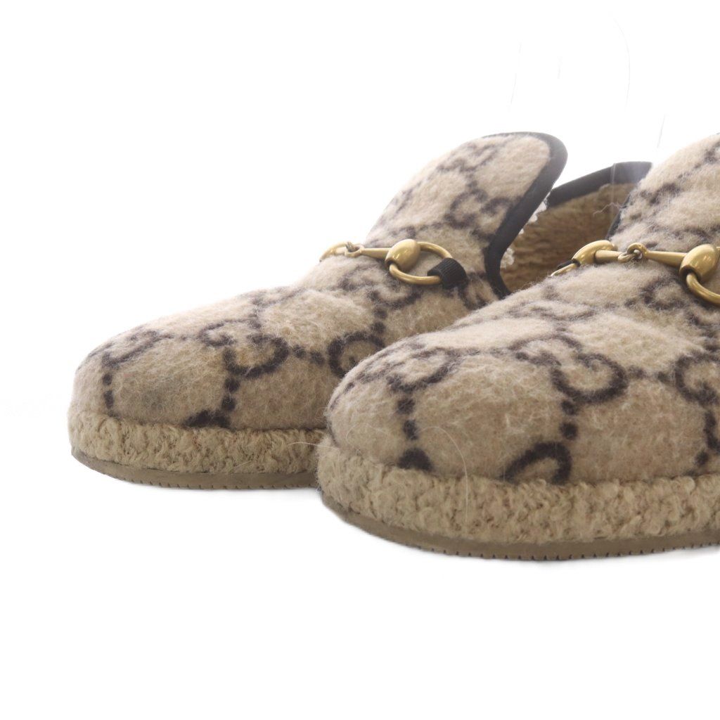 Gucci Loafers Slip-on GG Wool Horsebit Beige — view 5