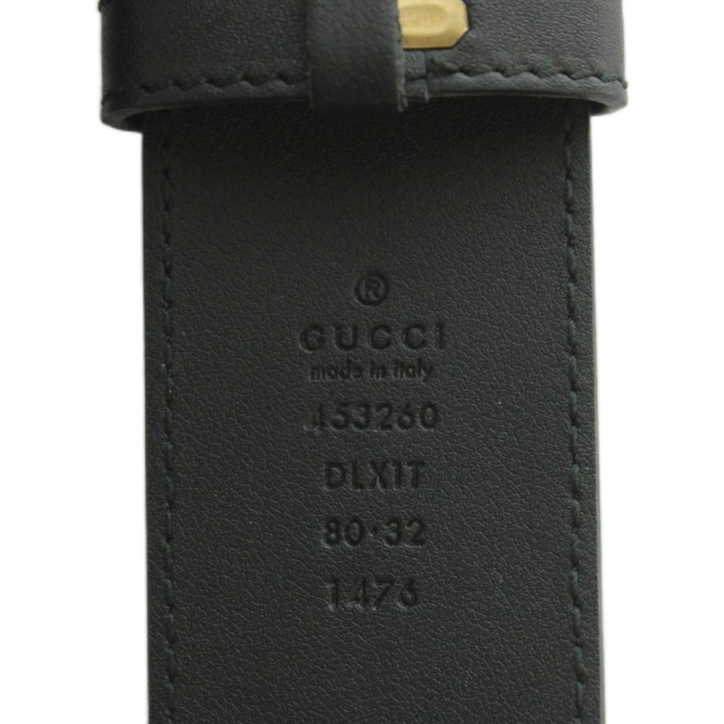 Gucci Pearl Double G Wide Belt Leather 80/32 Black OH — view 7
