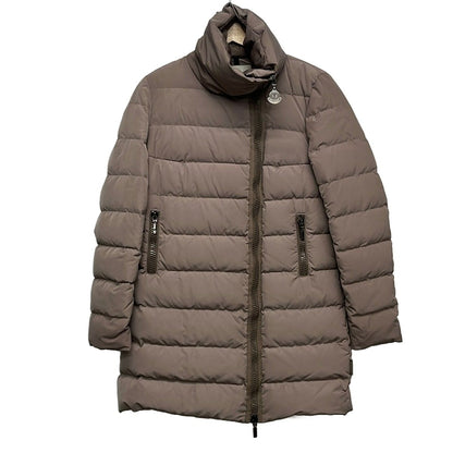Moncler Down Coat XS Gerboise Gray Beige Long Sleeve Zip Up Winter 0