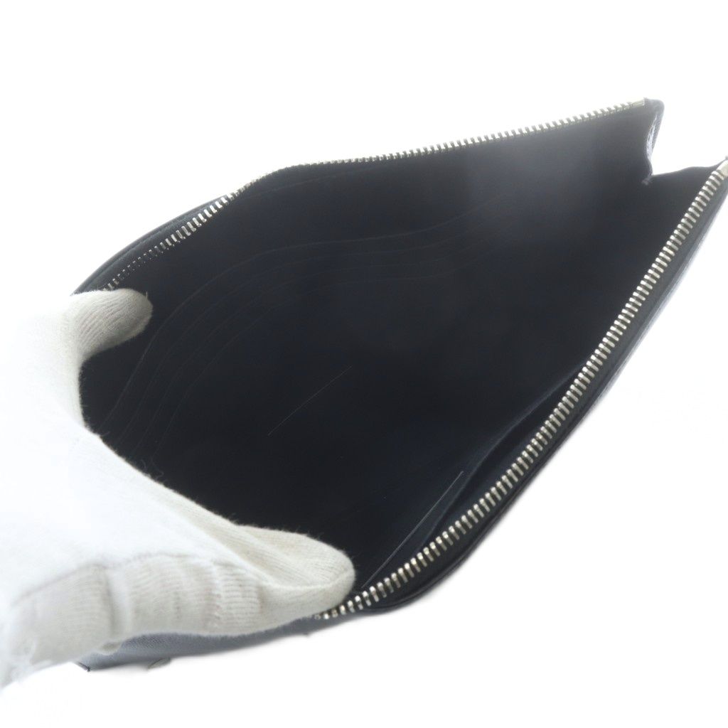 Saint Laurent Paris Clutch Leather Logo Black — view 5