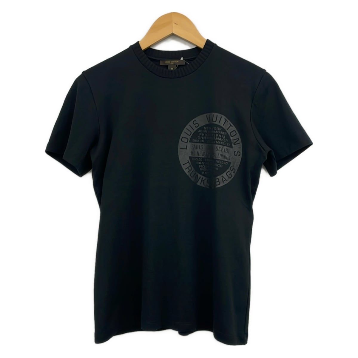 Louis Vuitton Short Sleeve T-Shirt Black Circle Logo Trunks & Bags M