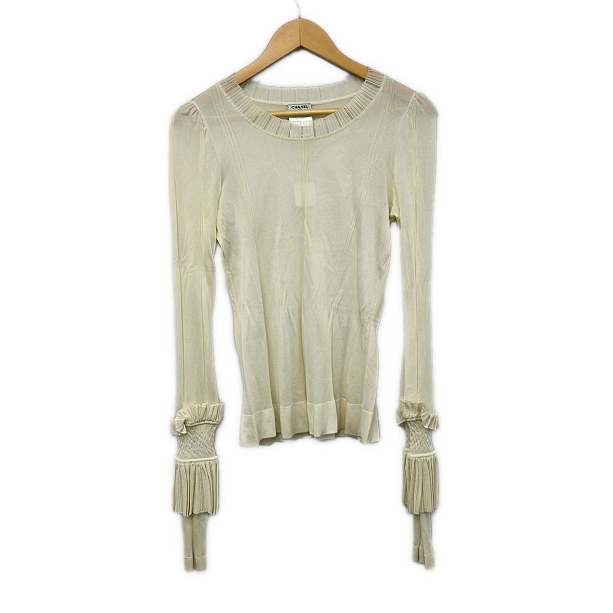Chanel Long Sleeve Top M Ivory 38