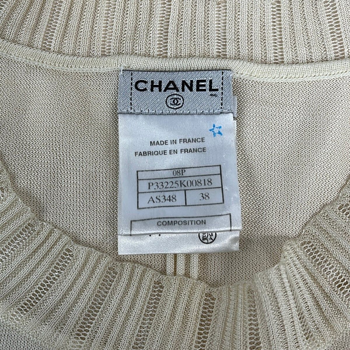 Chanel Long Sleeve Top M Ivory 38 — view 3