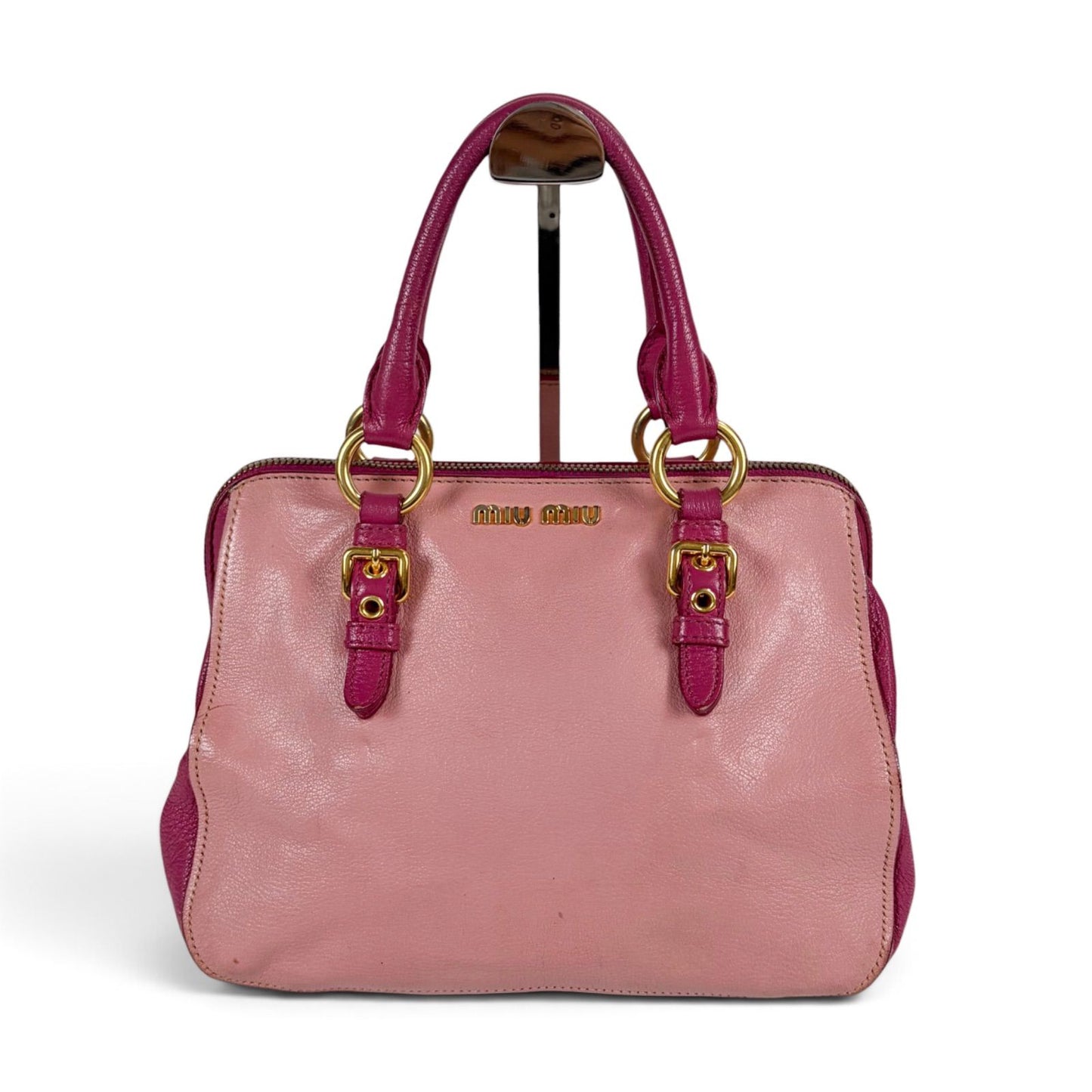 Miu Miu Madras Leather Top Handle Bag Pink