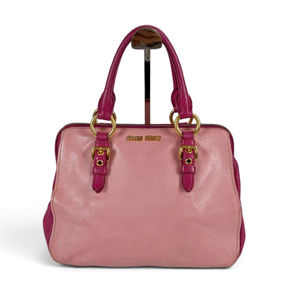 Miu Miu Madras Leather Top Handle Bag Pink