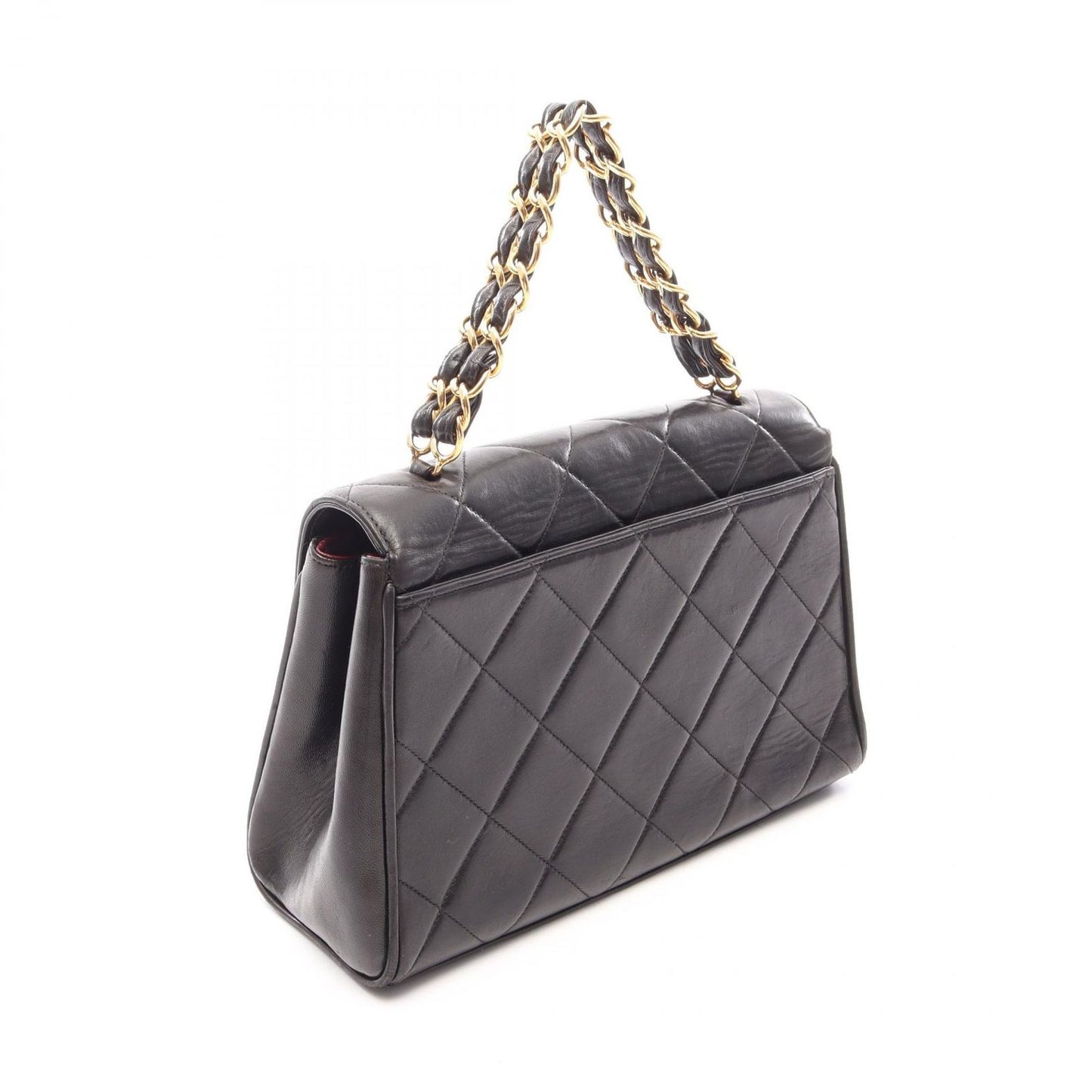 Chanel Handbag Quilted Black Lambskin Chain Top Handle Bag — view 2