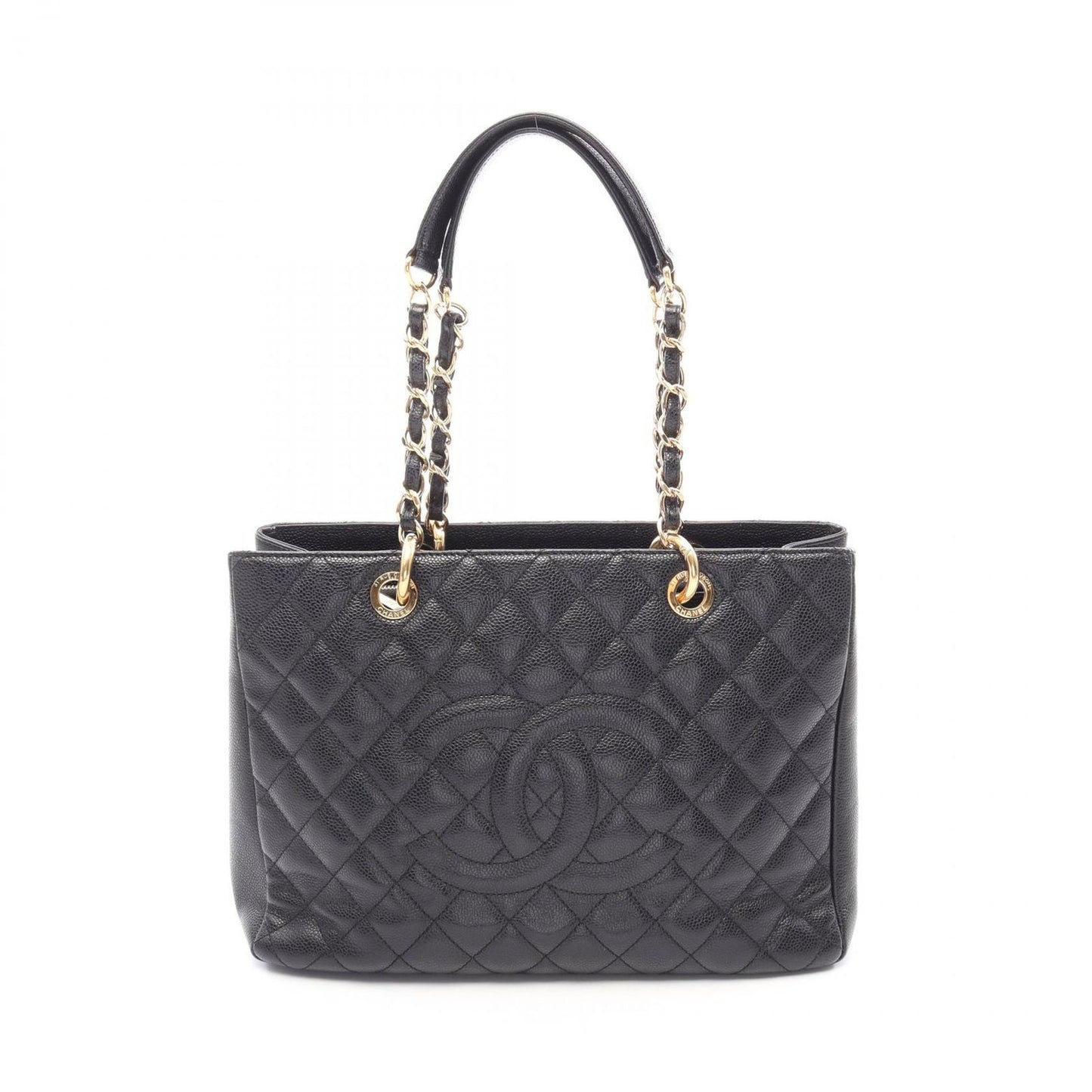 Chanel Tote Bag Quilted Grand Shopping GST Black Caviar Leather Chain