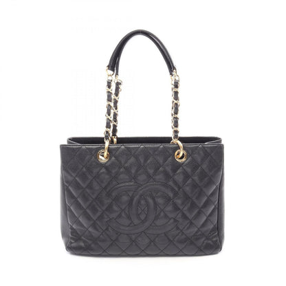 Chanel Tote Bag Quilted Grand Shopping GST Black Caviar Leather Chain